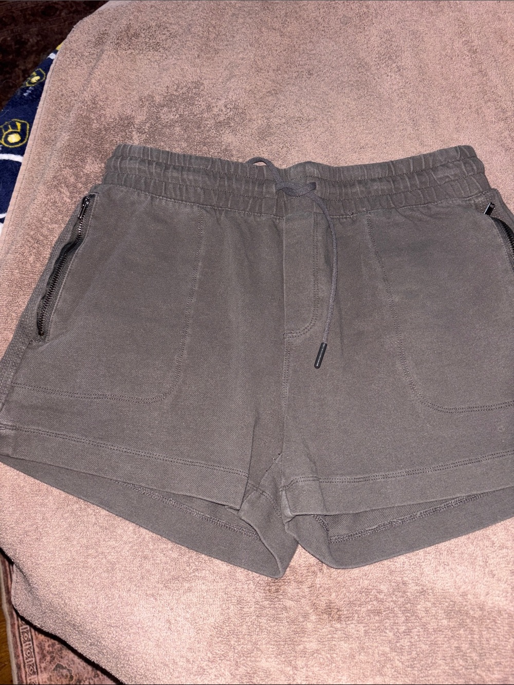 Women’s Olive Green Athletic Shorts with Elastic Waistband - M